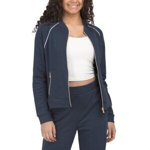 NANETTE LEPORE Black Iris Pique Bomber Jacket